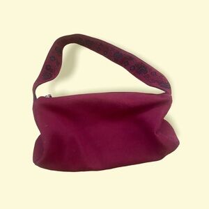 Vintage red and floral baguette purse